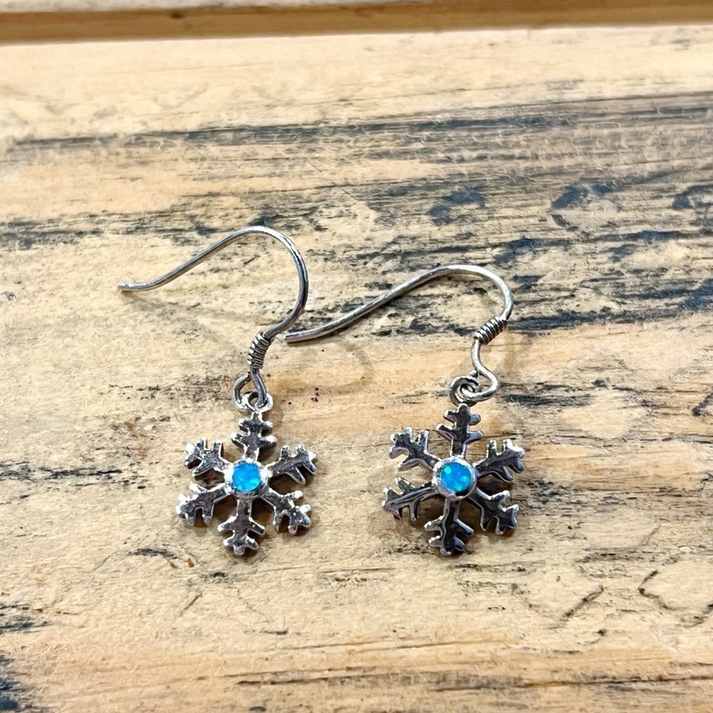 Silver Snowflake Dangle Earrings